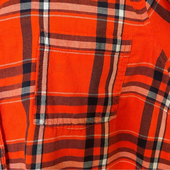 Old Navy Women’s XXL cotton flannel long sleeve button down shirt blue orange - Picture 6 of 10